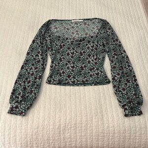 Lush Blue Fitted 3/4 Sleeve Blouse